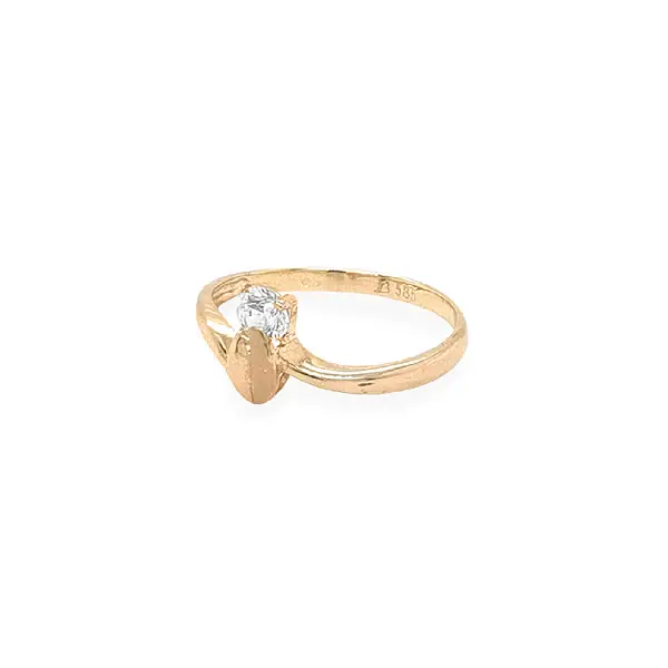 Gold Engagement Ring with Zircon