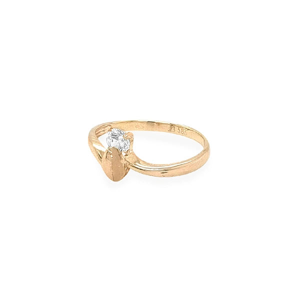 Gold Engagement Ring with Zircon