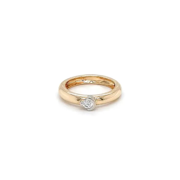 Gold Engagement Ring with Zircon