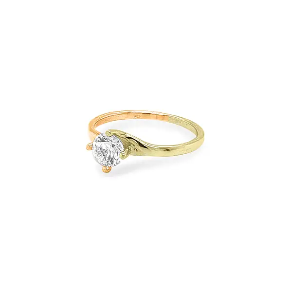 Gold Engagement Ring with Zircon