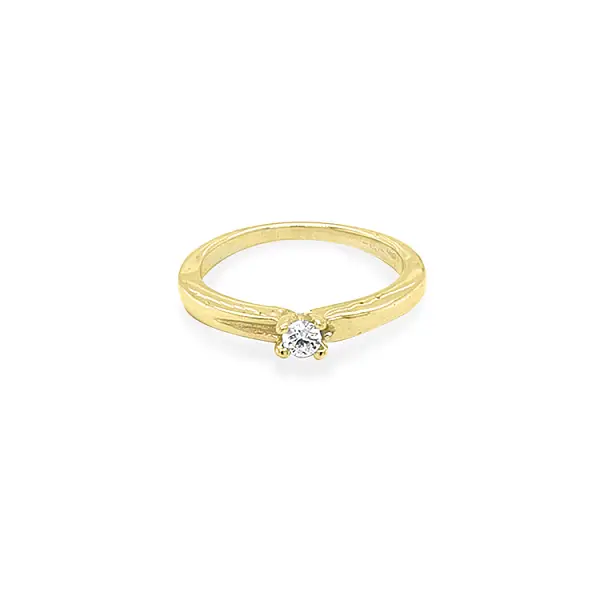 Gold Engagement Ring with Zircon