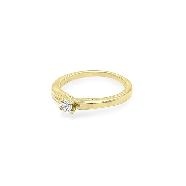 Gold Engagement Ring with Zircon
