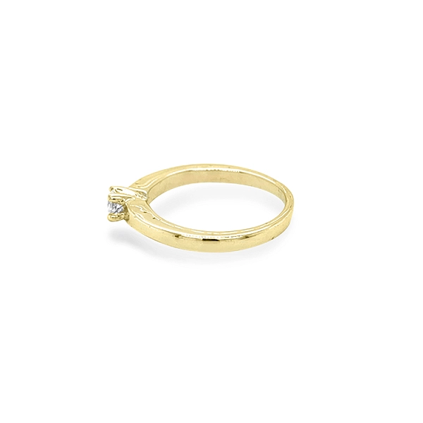 Gold Engagement Ring with Zircon
