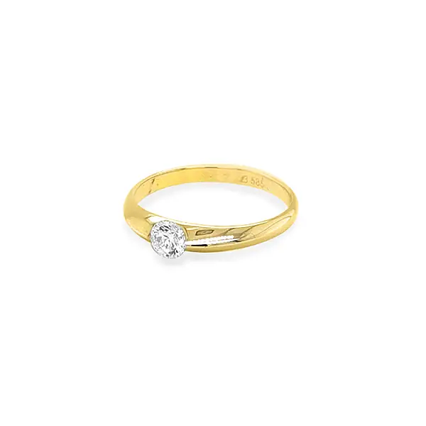 Gold Engagement Ring with Zircon