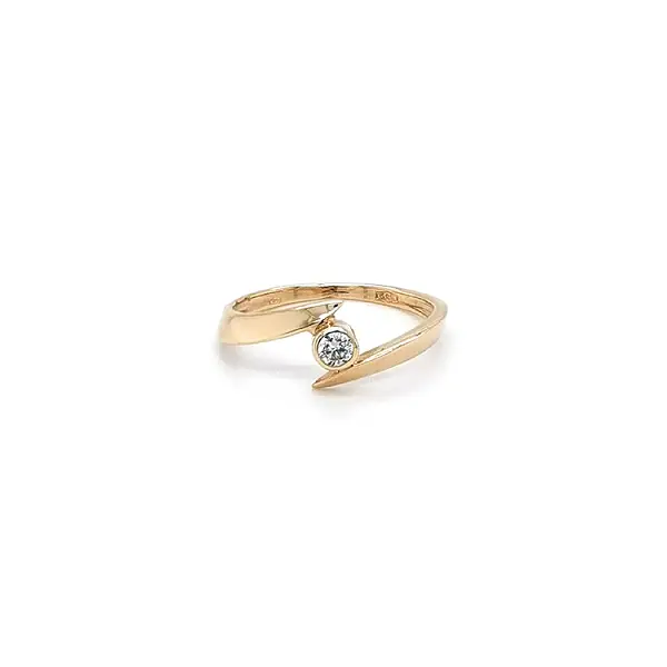 Gold Engagement Ring with Zircon