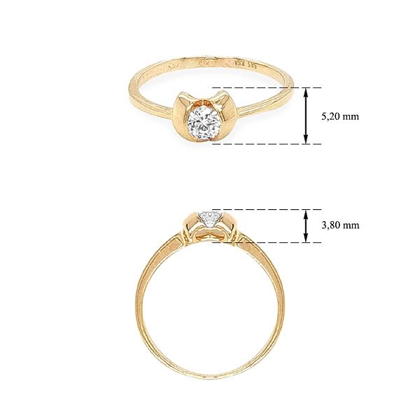 Gold Engagement Ring with Zircon