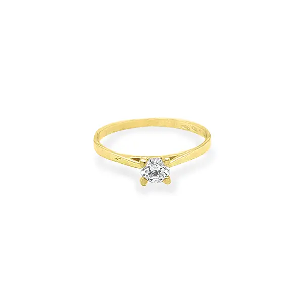 Gold Engagement Ring with Zircon