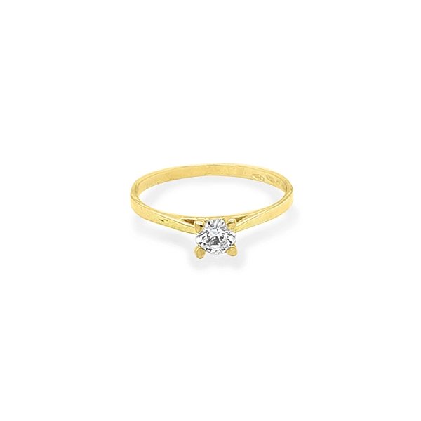 Gold Engagement Ring with Zircon