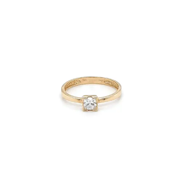 Gold Engagement Ring with Zircon