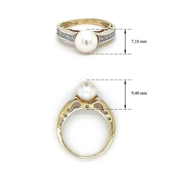 Ring with Pearl of Combination Gold