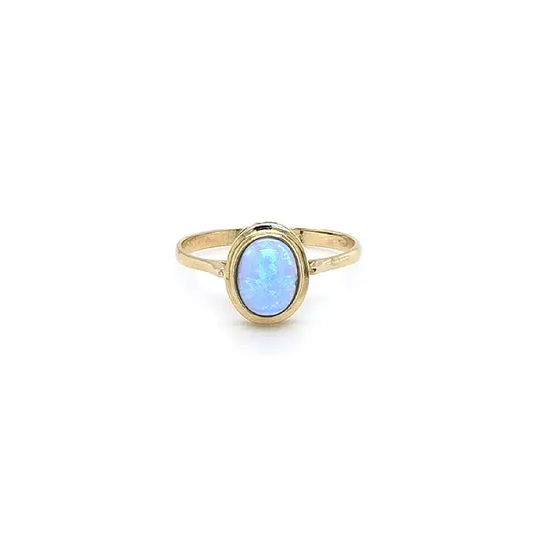 Gold Ring with Blue Opal