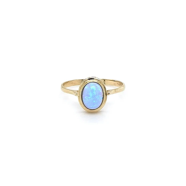 Gold Ring with Blue Opal