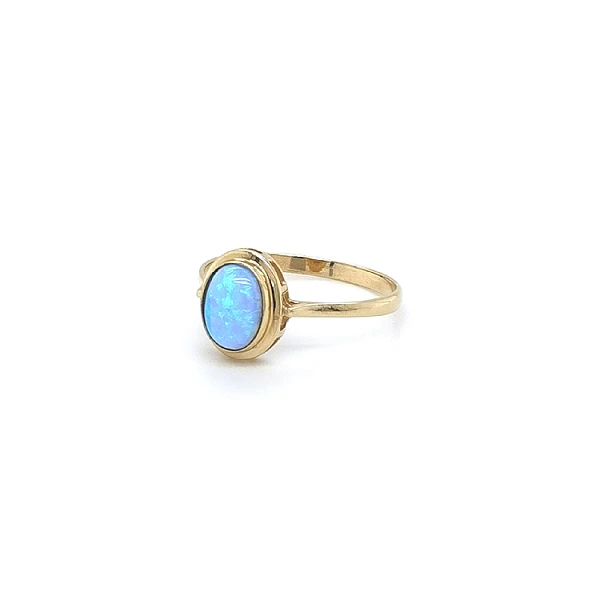 Gold Ring with Blue Opal