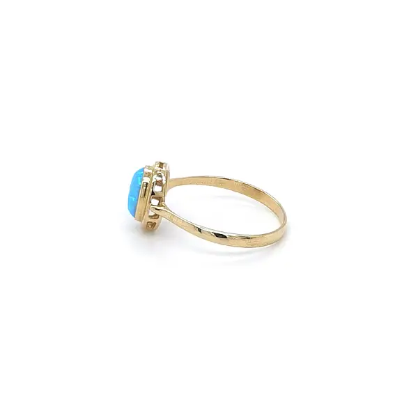 Gold Ring with Blue Opal