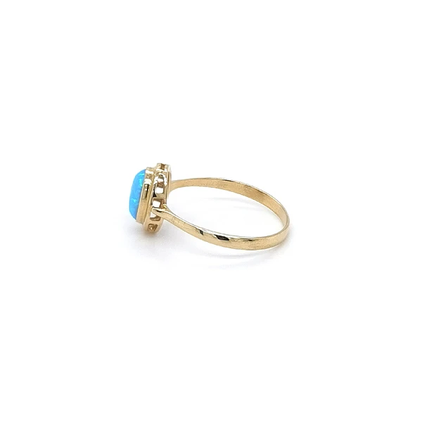 Gold Ring with Blue Opal
