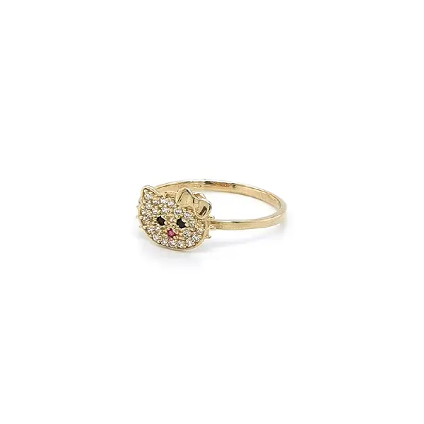 Gold Ring Hello Kitty with Zircons
