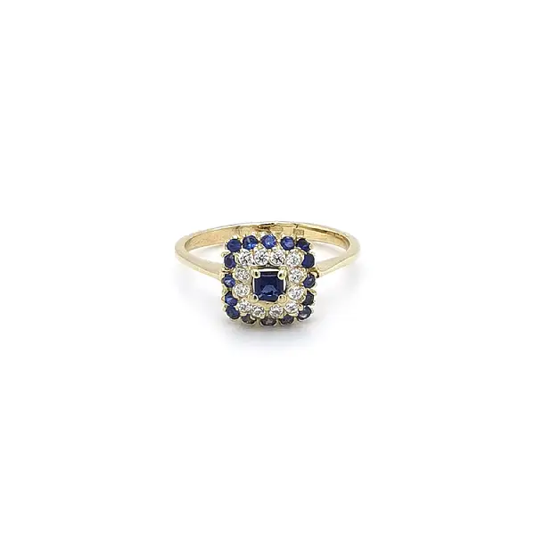 Gold Ring with Blue Stones