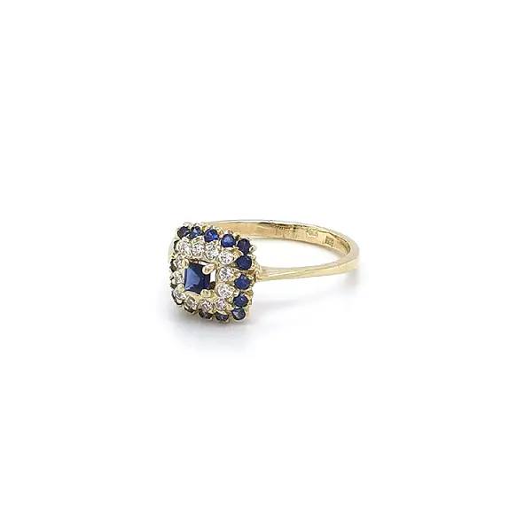 Gold Ring with Blue Stones