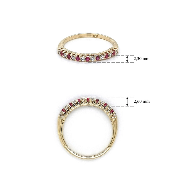 Gold Ring with Red Stones
