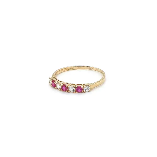 Gold Ring with Pink Stones