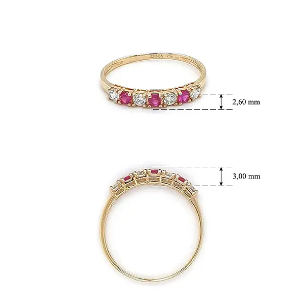 Gold Ring with Pink Stones