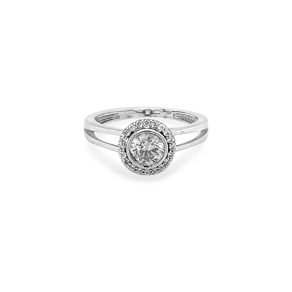 Gold Engagement Ring with Zircones