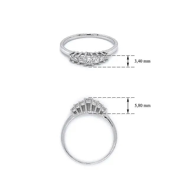 Ring with White Gold Zircons