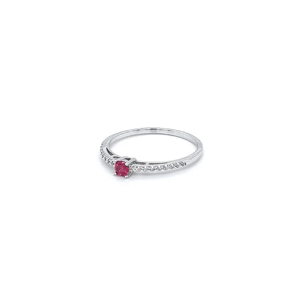 Ring with Red Stone in White Gold