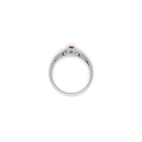 Ring with Red Stone in White Gold