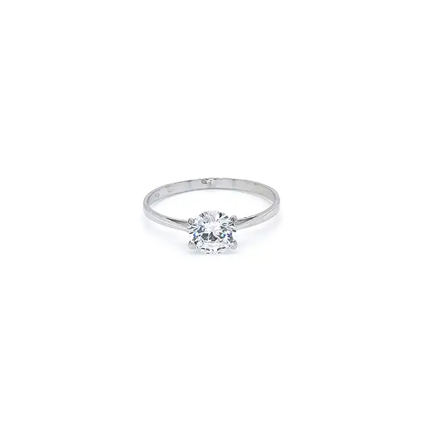 Engagement Ring with White Gold Zircon