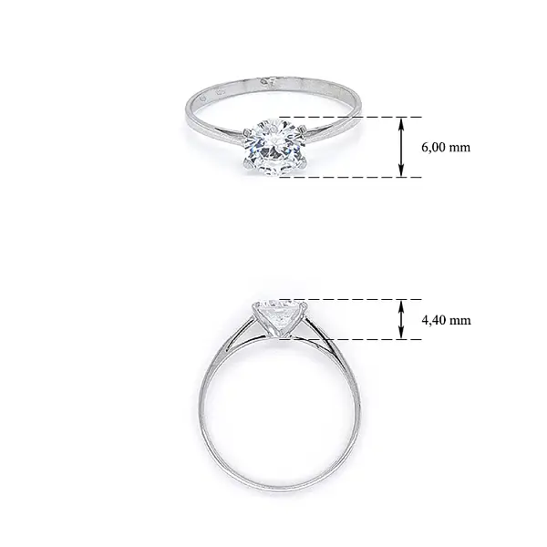Engagement Ring with White Gold Zircon