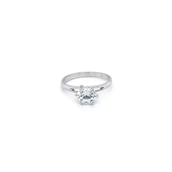 Engagement Ring with White Gold Zircon