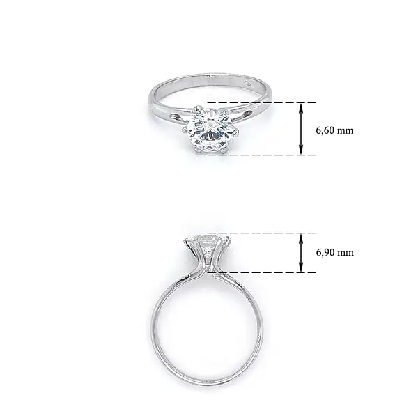 Engagement Ring with White Gold Zircon