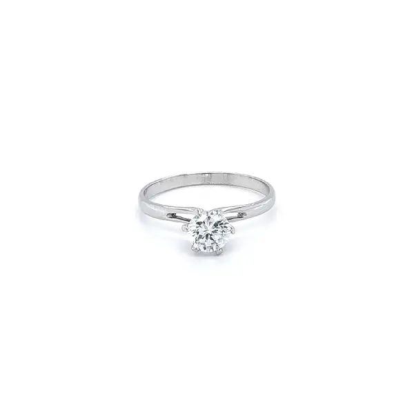 Engagement Ring with White Gold Zircon