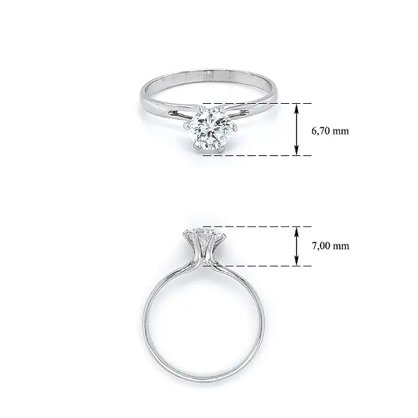 Engagement Ring with White Gold Zircon