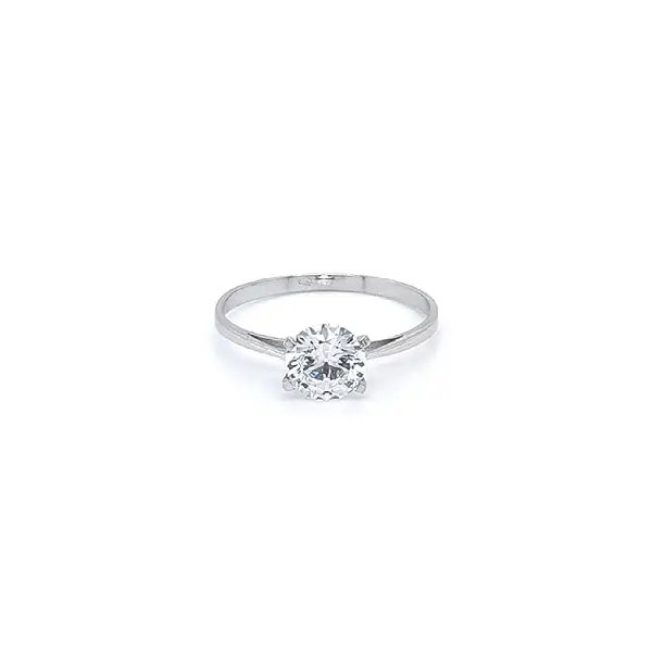 Engagement Ring with White Gold Zircon