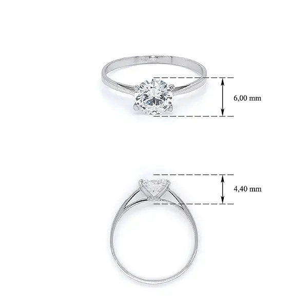 Engagement Ring with White Gold Zircon