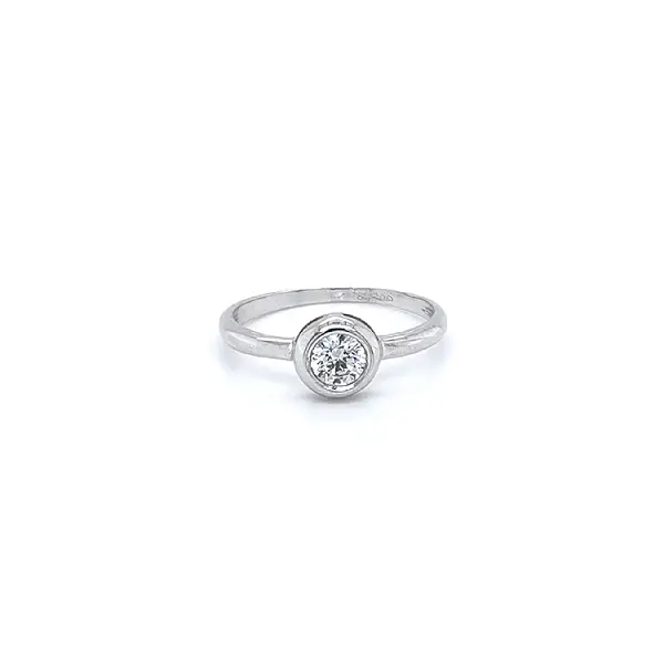 Engagement Ring with White Gold Zircon