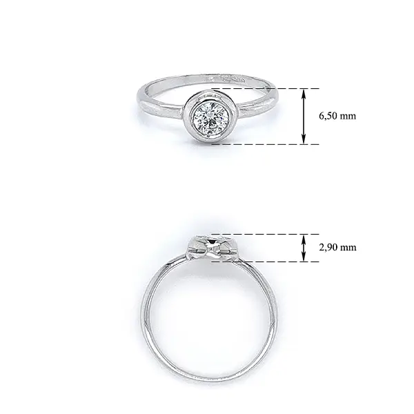 Engagement Ring with White Gold Zircon