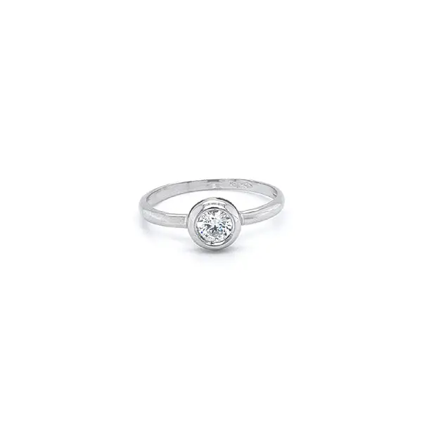 Engagement Ring with White Gold Zircon