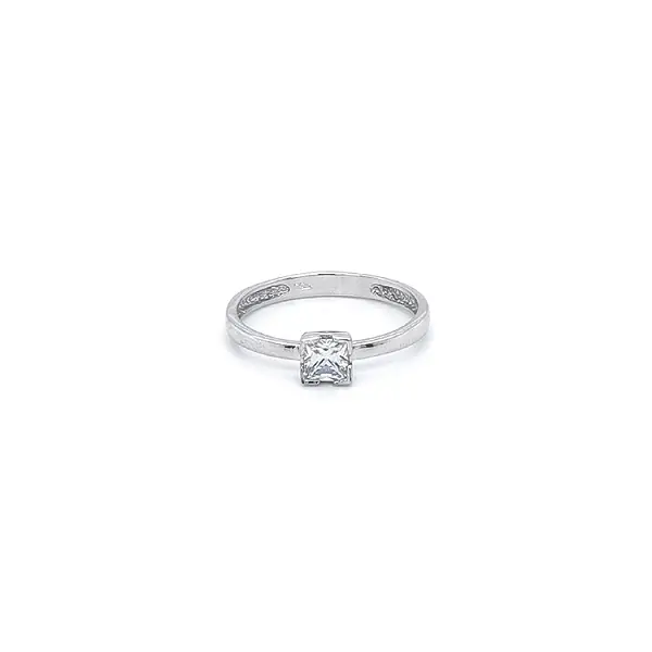 Engagement Ring with White Gold Zircon
