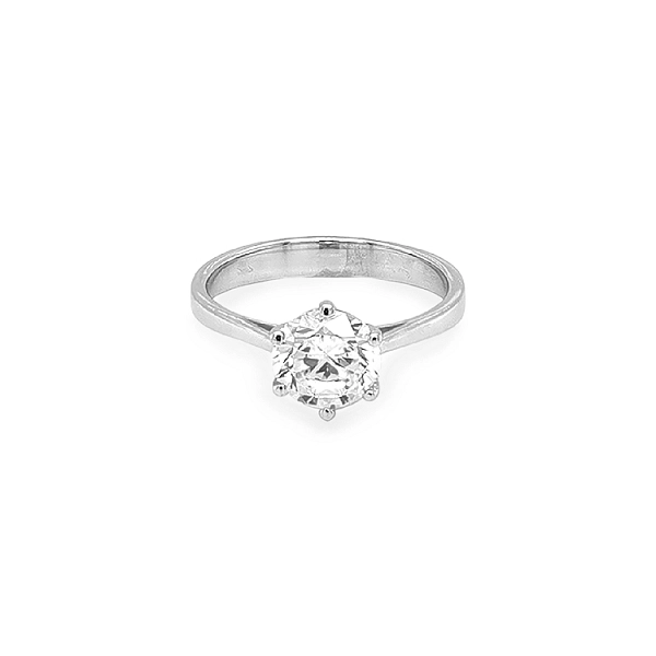 Gold Engagement Ring with Zircon