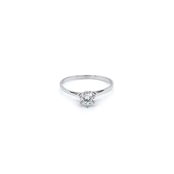 Engagement Ring with White Gold Zircon