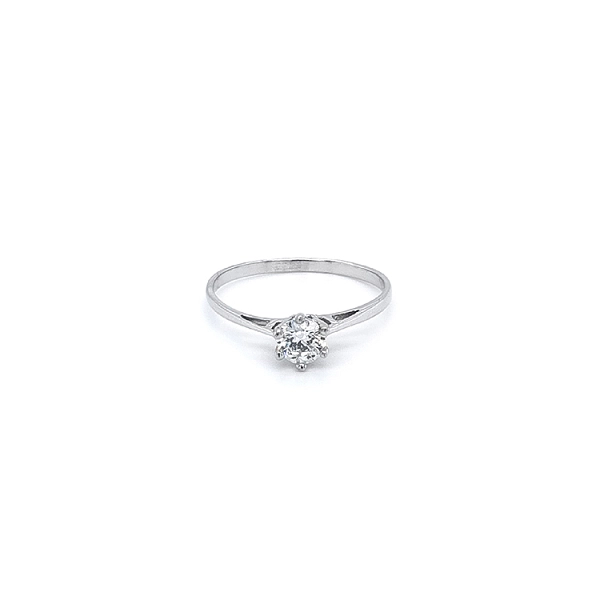 Engagement Ring with White Gold Zircon