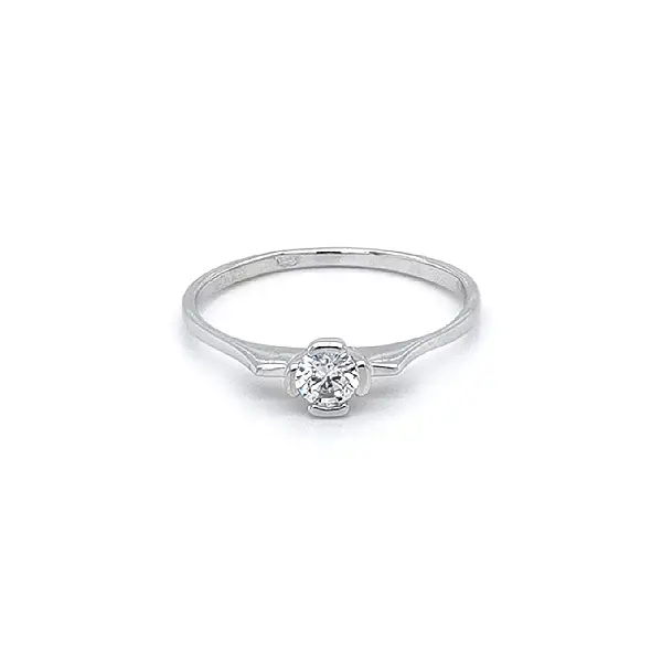 Engagement Ring with White Gold Zircon