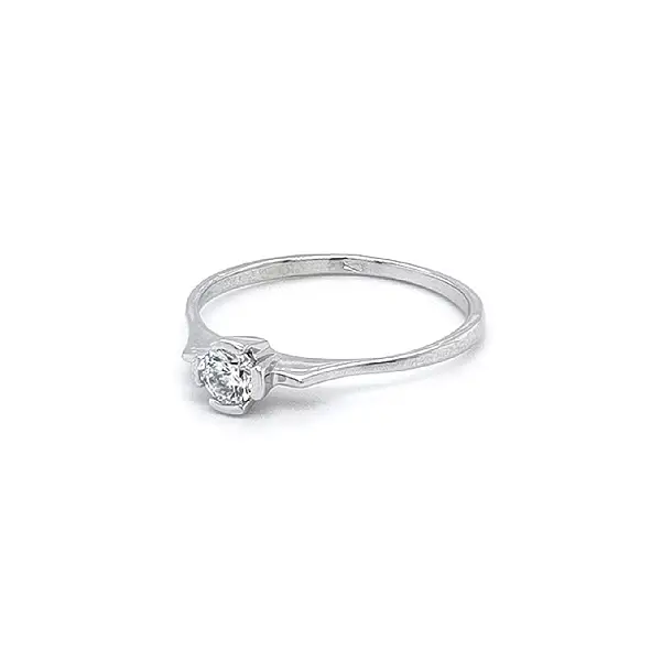 Engagement Ring with White Gold Zircon