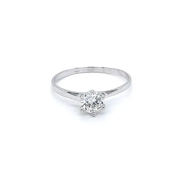 Engagement Ring with White Gold Zircon