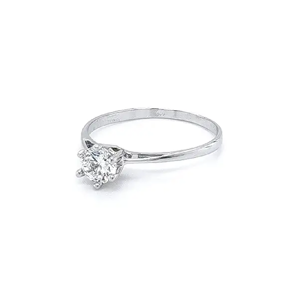 Engagement Ring with White Gold Zircon