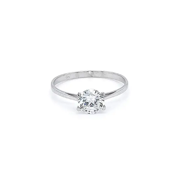 Engagement Ring with White Gold Zircon