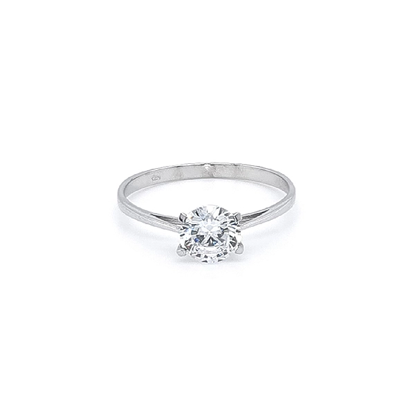 Engagement Ring with White Gold Zircon